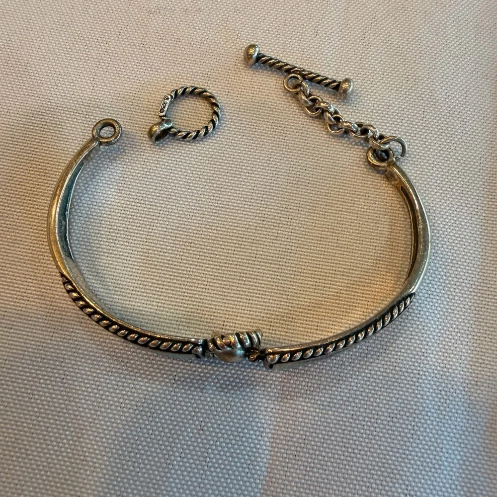 Vintage Southwestern Sterling Chip Inlay Small Navajo Style Toggle Bracelet